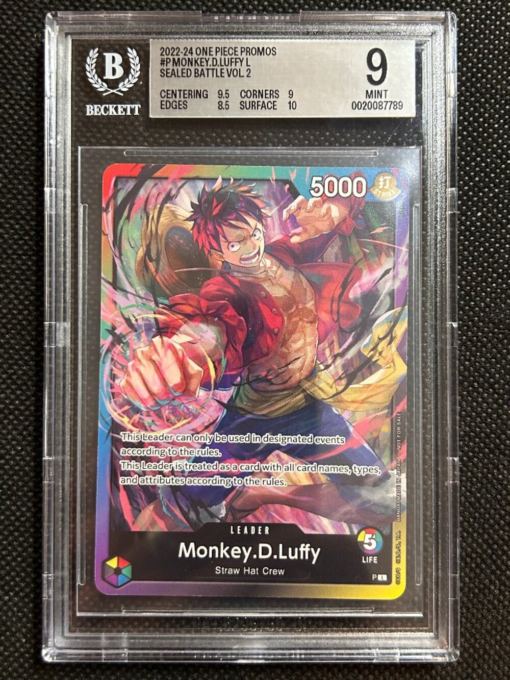 2024 ONE PIECE PROMOS SEALED BATTLE VOL.2 #P MONKEY D. LUFFY BGS 9 MINT